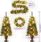vidaXL - Kunstkerstbomen - 2 - st - met - krans, - guirlande - en - LED's