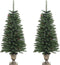 vidaXL - Kunstkerstbomen - 2 - st - met - krans, - guirlande - en - LED's