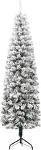 vidaXL - Kunstkerstboom - half - met - sneeuw - smal - 210 - cm