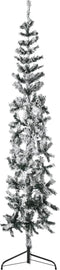 vidaXL - Kunstkerstboom - half - met - sneeuw - smal - 210 - cm