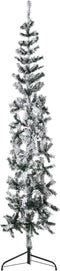 vidaXL - Kunstkerstboom - half - met - sneeuw - smal - 240 - cm