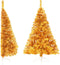 vidaXL - Kunstkerstboom - half - met - standaard - 150 - cm - PET - goudkleurig