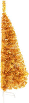 vidaXL - Kunstkerstboom - half - met - standaard - 150 - cm - PET - goudkleurig
