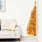 vidaXL - Kunstkerstboom - half - met - standaard - 150 - cm - PET - goudkleurig