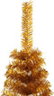 vidaXL - Kunstkerstboom - half - met - standaard - 150 - cm - PET - goudkleurig