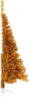 vidaXL - Kunstkerstboom - half - met - standaard - 150 - cm - PET - goudkleurig