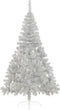 vidaXL - Kunstkerstboom - half - met - standaard - 210 - cm - PET - zilverkleurig