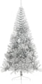 vidaXL - Kunstkerstboom - half - met - standaard - 210 - cm - PET - zilverkleurig