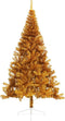 vidaXL - Kunstkerstboom - half - met - standaard - 210 - cm - PET - goudkleurig