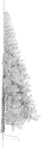 vidaXL - Kunstkerstboom - half - met - standaard - 210 - cm - PET - zilverkleurig