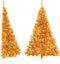 vidaXL - Kunstkerstboom - half - met - standaard - 240 - cm - PET - goudkleurig