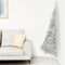 vidaXL - Kunstkerstboom - half - met - standaard - 240 - cm - PET - zilverkleurig