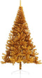 vidaXL - Kunstkerstboom - half - met - standaard - 240 - cm - PET - goudkleurig