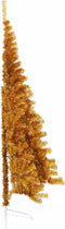 vidaXL - Kunstkerstboom - half - met - standaard - 240 - cm - PET - goudkleurig