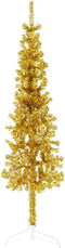 vidaXL - Kunstkerstboom - half - met - standaard - smal - 120 - cm - goudkleurig
