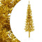 vidaXL - Kunstkerstboom - half - met - standaard - smal - 120 - cm - goudkleurig