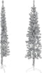 vidaXL - Kunstkerstboom - half - met - standaard - smal - 120 - cm - zilverkleurig