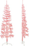 vidaXL - Kunstkerstboom - half - met - standaard - smal - 120 - cm - roze