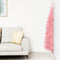 vidaXL - Kunstkerstboom - half - met - standaard - smal - 120 - cm - roze