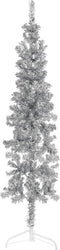 vidaXL - Kunstkerstboom - half - met - standaard - smal - 120 - cm - zilverkleurig