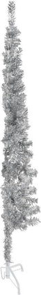vidaXL - Kunstkerstboom - half - met - standaard - smal - 120 - cm - zilverkleurig