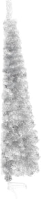 vidaXL - Kunstkerstboom - half - met - standaard - smal - 120 - cm - zilverkleurig