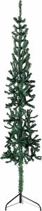 vidaXL - Kunstkerstboom - half - met - standaard - smal - 150 - cm - groen