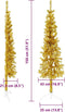 vidaXL - Kunstkerstboom - half - met - standaard - smal - 150 - cm - goudkleurig