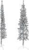 vidaXL - Kunstkerstboom - half - met - standaard - smal - 150 - cm - zilverkleurig
