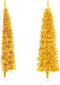 vidaXL - Kunstkerstboom - half - met - standaard - smal - 180 - cm - goudkleurig