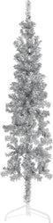 vidaXL - Kunstkerstboom - half - met - standaard - smal - 180 - cm - zilverkleurig