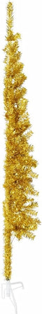 vidaXL - Kunstkerstboom - half - met - standaard - smal - 180 - cm - goudkleurig