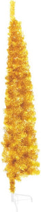 vidaXL - Kunstkerstboom - half - met - standaard - smal - 180 - cm - goudkleurig