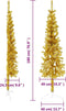 vidaXL - Kunstkerstboom - half - met - standaard - smal - 180 - cm - goudkleurig