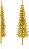 vidaXL - Kunstkerstboom - half - met - standaard - smal - 180 - cm - goudkleurig