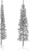 vidaXL - Kunstkerstboom - half - met - standaard - smal - 180 - cm - zilverkleurig