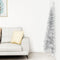 vidaXL - Kunstkerstboom - half - met - standaard - smal - 180 - cm - zilverkleurig