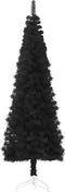 vidaXL - Kunstkerstboom - half - met - standaard - smal - 180 - cm - zwart