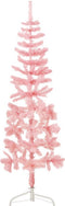 vidaXL - Kunstkerstboom - half - met - standaard - smal - 180 - cm - roze