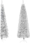 vidaXL - Kunstkerstboom - half - met - standaard - smal - 210 - cm - zilverkleurig