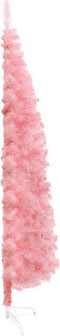 vidaXL - Kunstkerstboom - half - met - standaard - smal - 210 - cm - roze