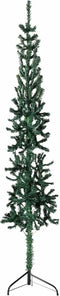 vidaXL - Kunstkerstboom - half - met - standaard - smal - 210 - cm - groen