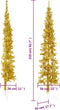 vidaXL - Kunstkerstboom - half - met - standaard - smal - 210 - cm - goudkleurig