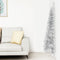 vidaXL - Kunstkerstboom - half - met - standaard - smal - 210 - cm - zilverkleurig