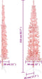 vidaXL - Kunstkerstboom - half - met - standaard - smal - 210 - cm - roze