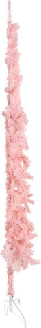 vidaXL - Kunstkerstboom - half - met - standaard - smal - 210 - cm - roze