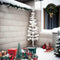 vidaXL - Kunstkerstboom - half - met - standaard - smal - 210 - cm - wit