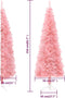 vidaXL - Kunstkerstboom - half - met - standaard - smal - 210 - cm - roze