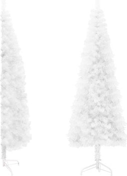 vidaXL - Kunstkerstboom - half - met - standaard - smal - 240 - cm - wit