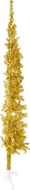 vidaXL - Kunstkerstboom - half - met - standaard - smal - 240 - cm - goudkleurig